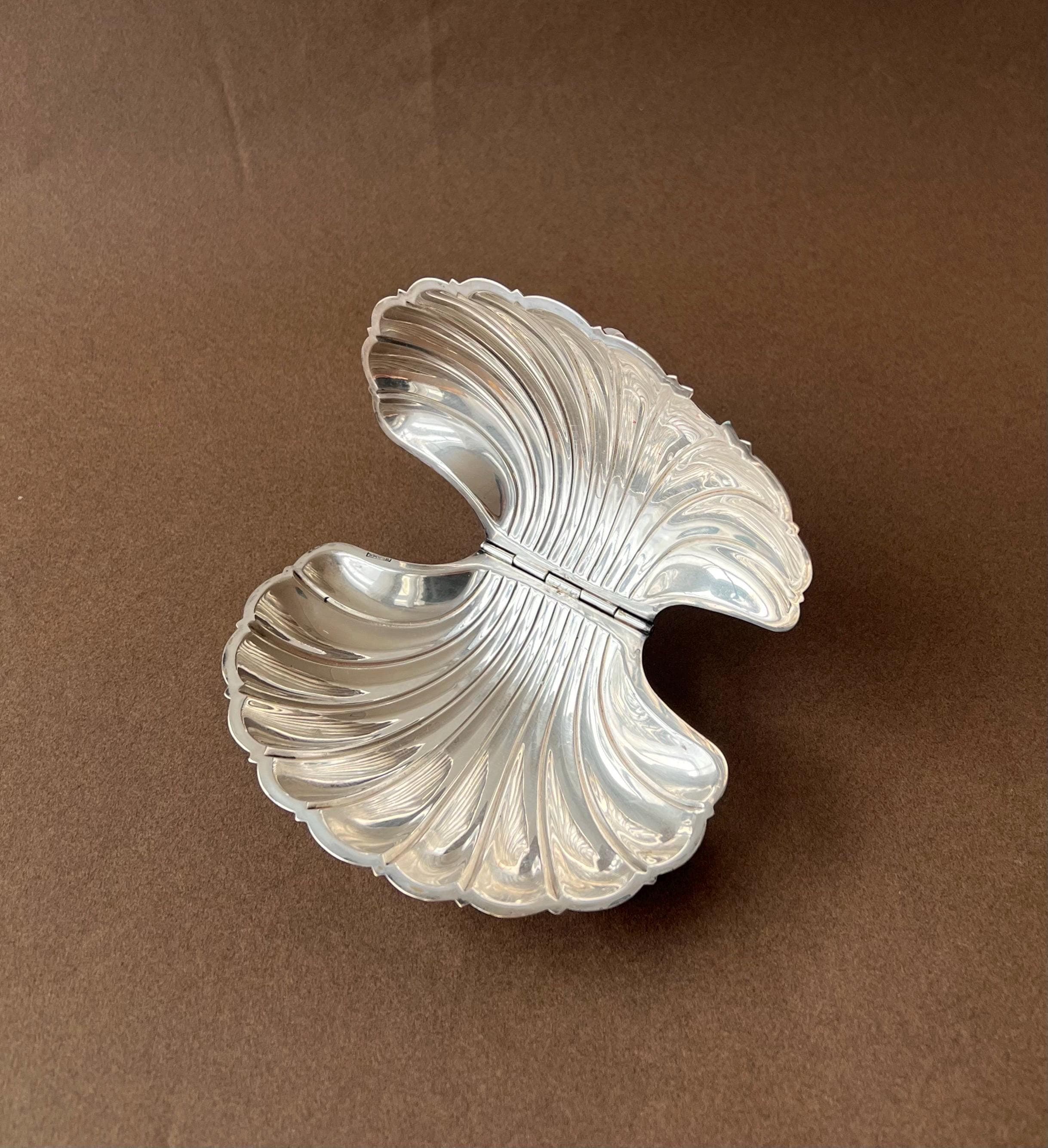 Rare Vintage Silver Sea Shell Oyster Butter / Caviar Dish – Mid-Century Elegance
