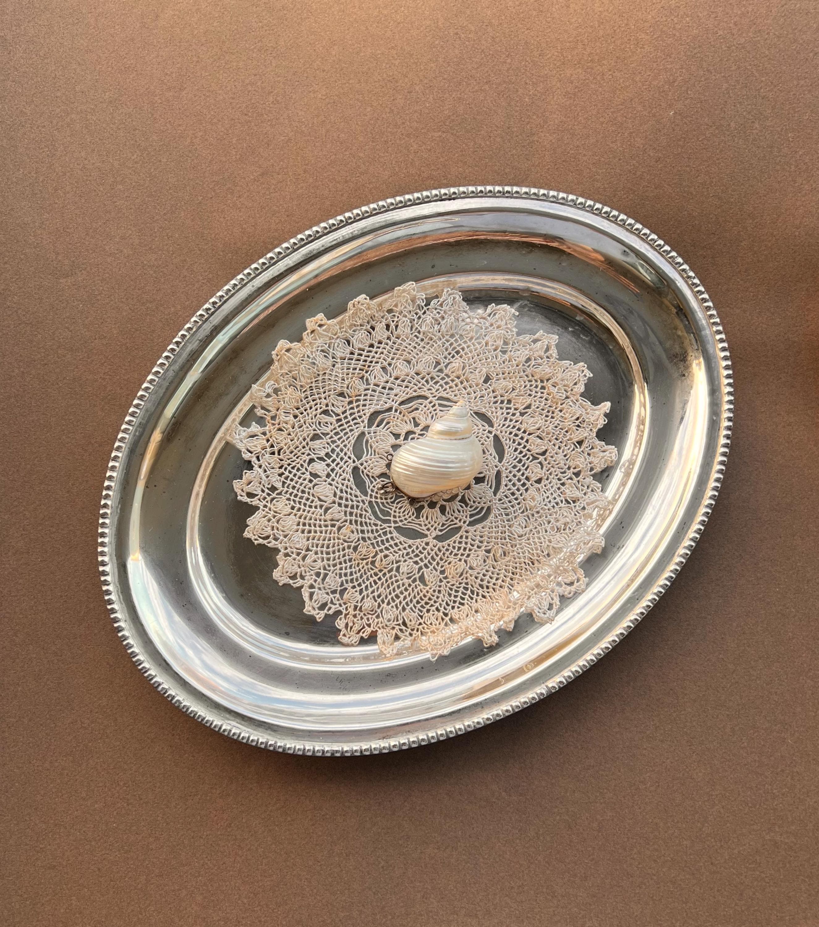 Vintage Silvertone Oval Serving or Display Tray