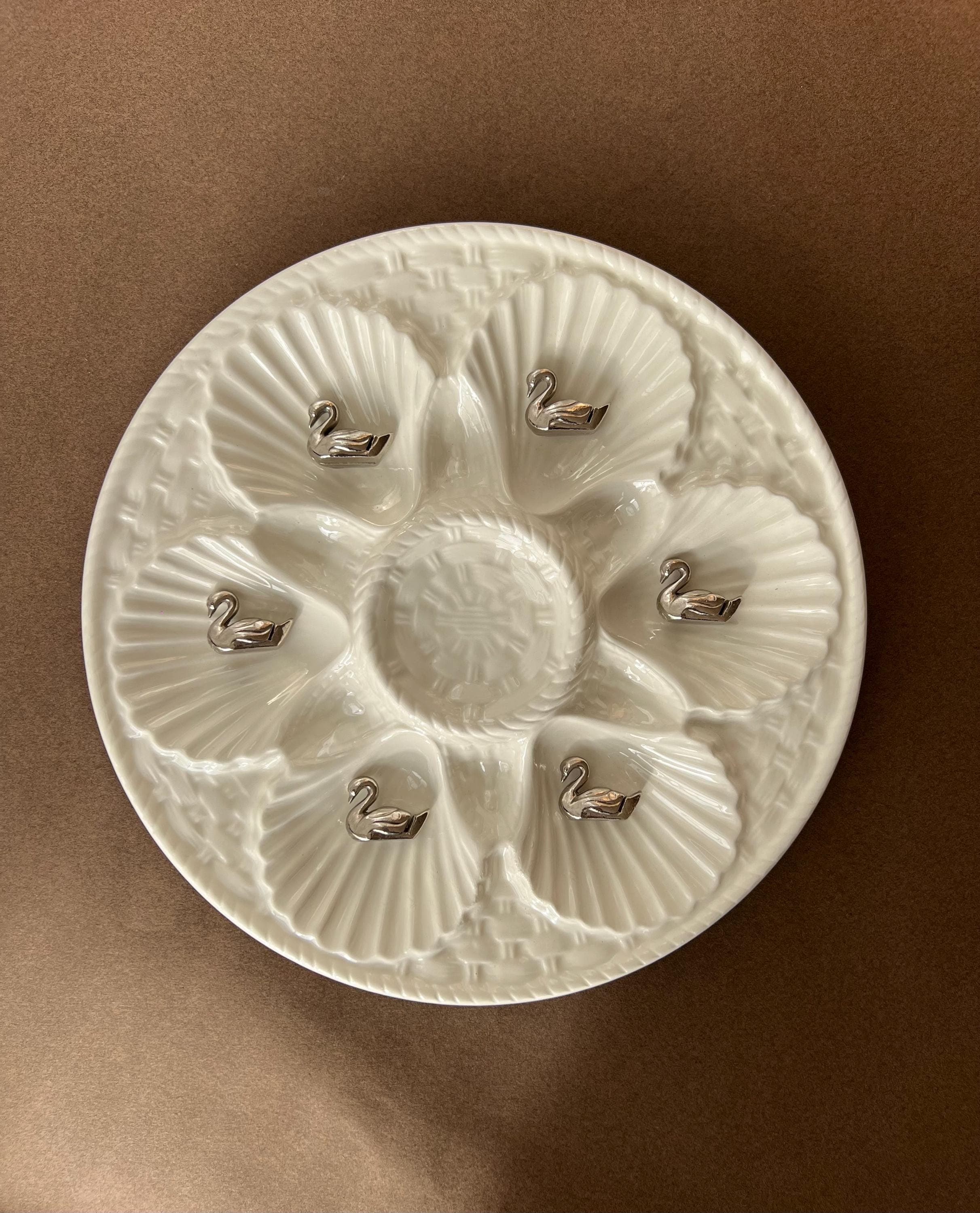 French Vintage Oyster Shell Plate – Longchamp France Porcelain