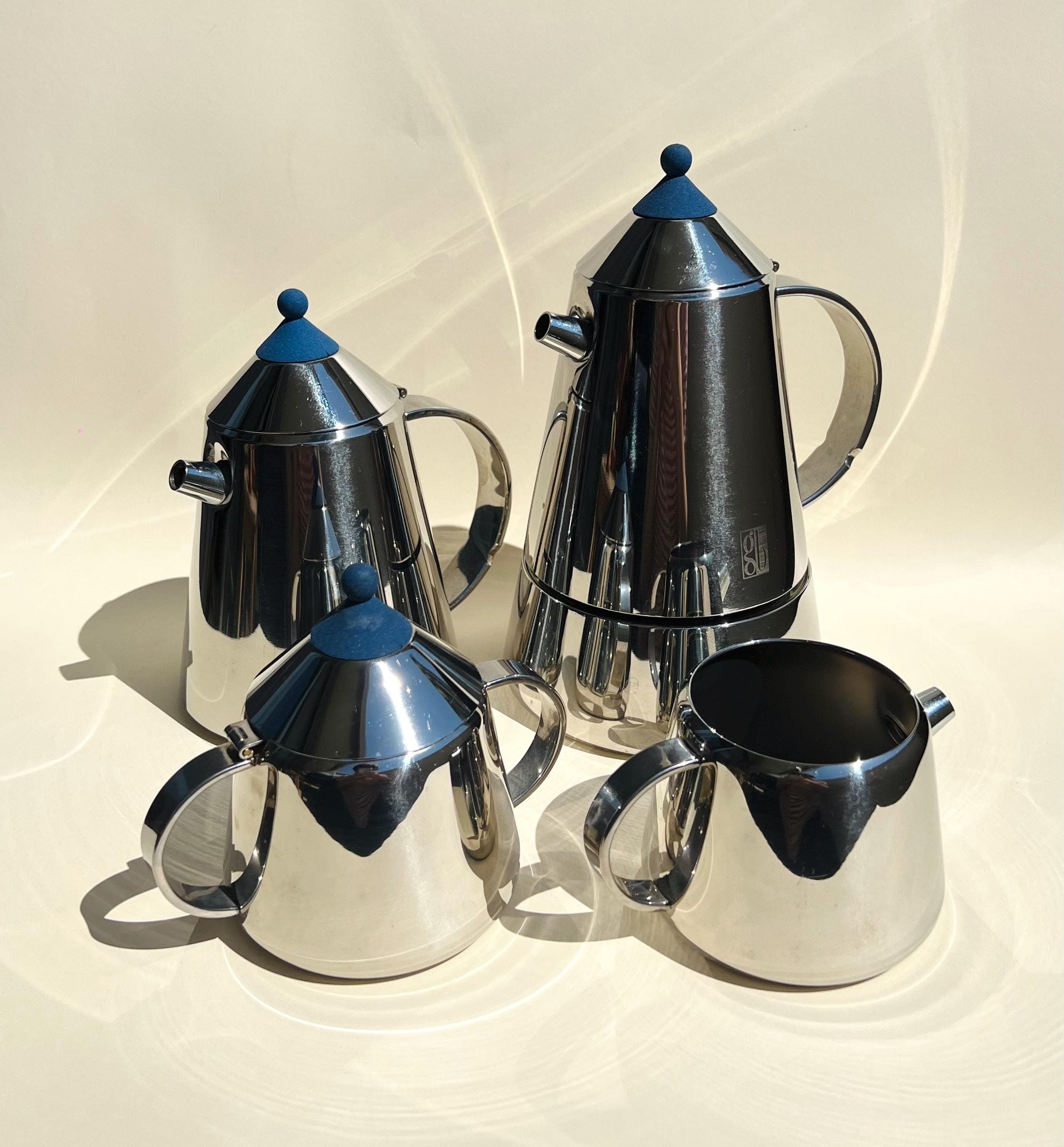 Vintage Italian GB Guido Bergna Mia Coffee Set – Stainless Steel Modernist Design
